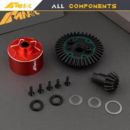 2PCS Diff Differential Case Cover 37t & 13t Gear Compatible with Arrma 1/10 Senton Big Rock Granite 3S BLX Diff Cover Outcast Kraton 4S 1/8 Typhon 3S Mojave Infraction Series Upgrades Part Red - color: Red