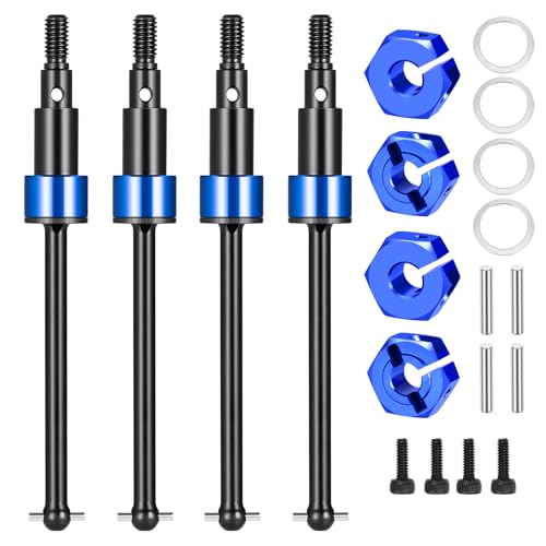 Steel Front Rear CVD Axles Drive Shafts for Arrma 1/18 Granite Grom | Mega 380 Brushed 4x4 Monster Truck RTR Blue Aluminum Wheel Hex - color: Blue
