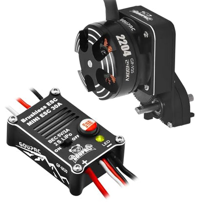 GOUPRC 2204 2400KV Brushless Outrunner Motor with Transmission & 30A Brushless Esc for SCX24 RC Crawler Axial 1/24 RC Car Truck - style: Motor+30A ESC Black