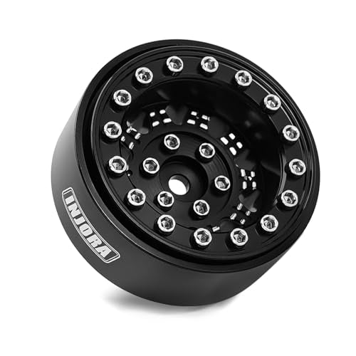 INJORA 1.3 Aluminium Beadlock Wheel for TRX4M SCX24 1/24 1/18 RC Crawler - color: Black Aluminum