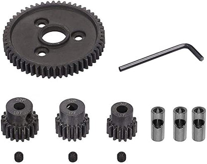 Rc Metal Steel 54T 32P Spur Gear with 15T/17T/19T Pinions Gear Sets Replace 3956 for Traxxas Slash 4x4 4WD/2WD/VXL Rally/Stampede 4x4 VXL/Summit/E-REVO/T-Maxx/Rustler 4X4 VXL