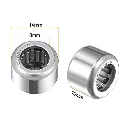 uxcell HK081410 Drawn Cup Needle Roller Bearings, Open End, 8mm Bore, 14mm OD, 10mm Width 3950N Static Load 3800N Dynamic Load 25000rpm Limiting Speed 10pcs - size: 8x14x10mm