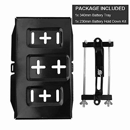 THEPRO Battery Hold Down Tray Kit, Corrosion-Resistant Steel Storage Battery Holder Adjustable Bracket Clamp for Car, Boat, Marine (9'' Bolt with 13.58'' Battery Tray) - size: 9'' Bolt with 13.5'' Battery Tray