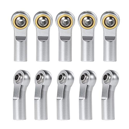 10Pcs Aluminum Link Rod End Joint M3 Metal Ball End Head Holder Tie for 1/10 RC Axial SCX10 90046 (Silver)