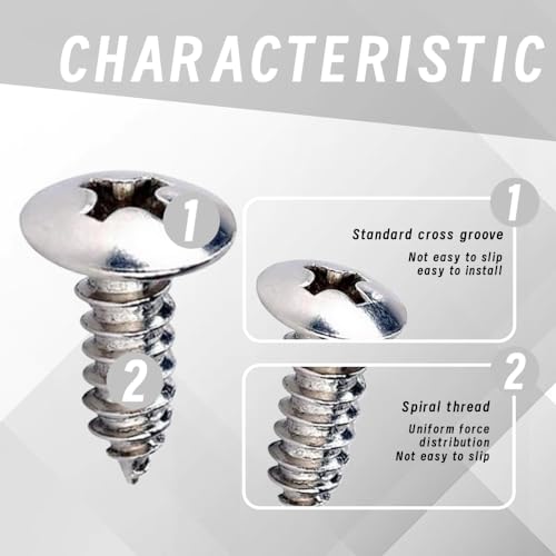 License Plate Screws with Nylon Inserts - Stainless Steel Rust Proof License Plate Screws for Securing License Plates, Frames & Covers 4755299 3907444 A11719 - color: White-K6