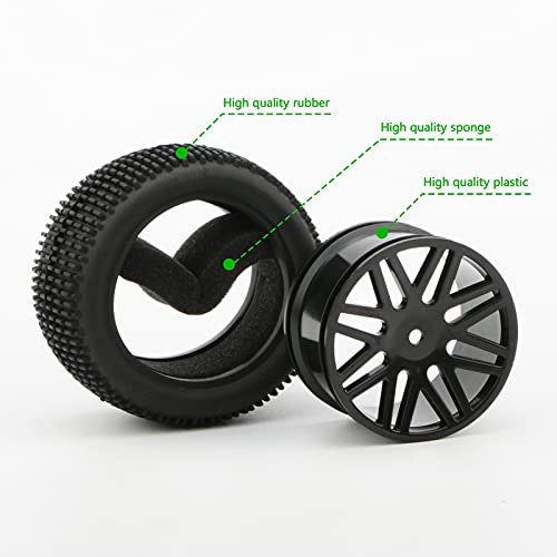 RC Tires & Wheels Set, Black, 4PCS, 1/10 Scale, 12mm Hex | Compatible with Traxxas Rustler Stampede Slash Bandit, Off-Road Buggy Tires, Foam Inserts - color: Black