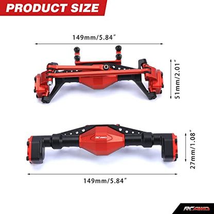 RCAWD Rear & Steering Axle Assembled & Front & Rear Axle Housing Without Gears Upgrades for 1/18 Axial UTB18 Capra Trail Buggy Crawlers Aluminum Parts AXI218001 Red - color: Red