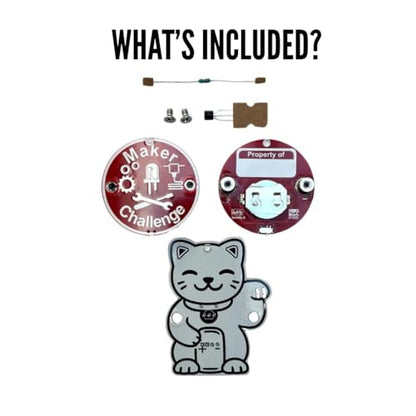Learn to Solder Kit – Transistor Cat STEM Badge | DIY Soldering Project for Beginners, Teens, and Hobbyists | Includes PCB, Buzzer, Transistor | Educational Electronics Kit