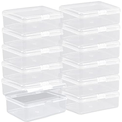Clear Plastic Mini Storage Containers Box - Empty Plastic Bead Containers with Lids - Hinged Lid for Beads, Earplugs, Pins, Small Items - 12 Pack (5.6 x 4.1 x 1.9 inch) - size: 5.6 x 4.1 x 1.9 inch