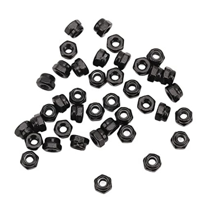 40Pcs RC Wheel Lock Nut Iron M2.5 Hex Accessory Set Kit for 1/18 Climbing Car - and (Black)