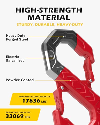 3/8" Tow Hook, S-Shaped Winch Hook, 33,000lbs Breaking Strength, G80 Heavy Duty Forged Steel, Fast Connect Easy Release Winch Shackle Towing Hook for Trucks, SUVs, ATVs, Trailers, Red - color: Red