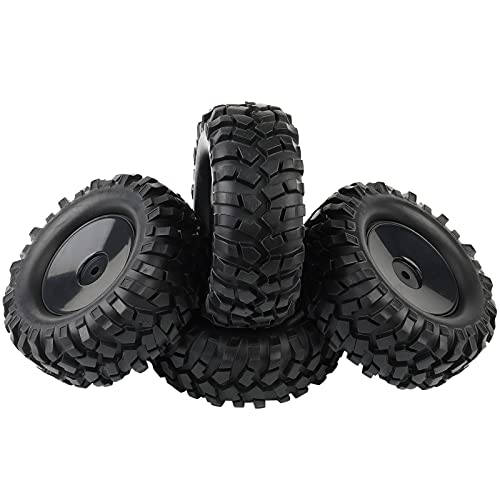 4PCS 1:10 RC Tires Rock Crawler Hex 12mm Hard Dish Wheels Rim | Rubber Tires, For Trail Finder 2, Gelande II, CR12 CC01 MST CMX, Trailer Tires