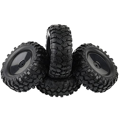 4PCS 1:10 RC Tires Rock Crawler Hex 12mm Hard Dish Wheels Rim | Rubber Tires, For Trail Finder 2, Gelande II, CR12 CC01 MST CMX, Trailer Tires