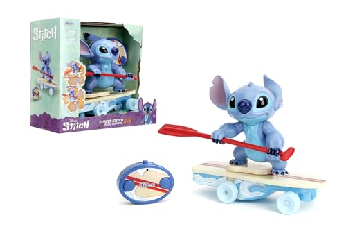 Jada Radio Control Stitch with Surfboard - 2.4 GHz - Straight Forward and Reverse Curve - 1 Channel - Integrated Figure - for Children from 3 Years - 25 cm - (253074009)