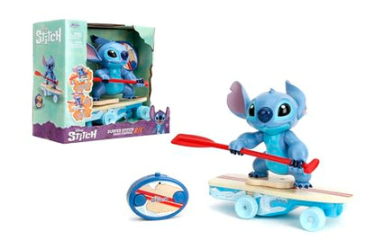 Jada Radio Control Stitch with Surfboard - 2.4 GHz - Straight Forward and Reverse Curve - 1 Channel - Integrated Figure - for Children from 3 Years - 25 cm - (253074009)