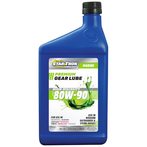 STAR BRITE Star Tron High Viscosity 80W90 Lower Unit Gear Lube | Anti-wear additives, rust and corrosion inhibitors, recommended for Mercury, Evinrude, Yamaha, Suzuki and Volvo engines - size: 32 Oz Quart, style: 80W-90W Mineral