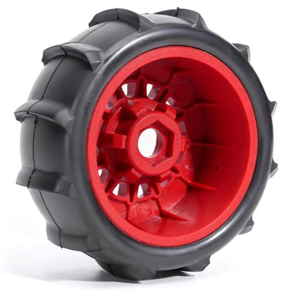 Pre-Glued Sand & Snow Paddle Wheel & Tire Set for 1/10 RC Truck Fits Slash, Arrma Fury/Senton, Tekno SCT410, HSP 94155, 117 x 45.5 mm, 12/14/17 mm Hex, 4 pcs, Red - color: Red
