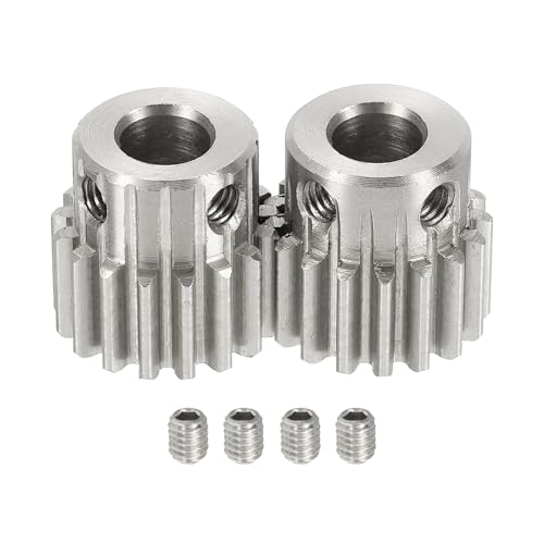 uxcell 2Pcs 1 Mod 17T Spur Gear 7mm Bore, 304 Stainless Steel Pinion Gear, 20°Pressure Angle, for Spur Rack and RC Model Car or Motor DIY(15mm) - size: 1 Mod 17T, 7mm x 15mm