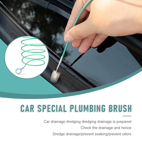 Pack-1 Car Air Conditioning Pipe Cleaning Brush, 9.8Ft Rotatable Vehicle Sunroof Drain Hole Unblocker, Universal Automotive Unblocking Repair Slender Drainage Tool Accessories (Green)