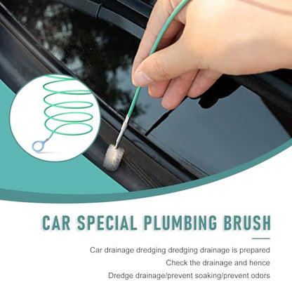 Pack-1 Car Air Conditioning Pipe Cleaning Brush, 9.8Ft Rotatable Vehicle Sunroof Drain Hole Unblocker, Universal Automotive Unblocking Repair Slender Drainage Tool Accessories (Green)