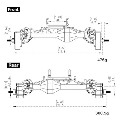 MEUS RACING Capra 1.9 Portal Axles Kit with Isokinetic 3-Section CVDs and Ackerman Steering Structure for Axial Capra 1.9 4X4 and DIY SCX10 SCX10 II Upgrades Parts (Black - 4WS) - color: 4ws-black