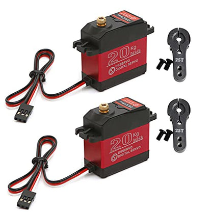 2Pack DS3218MG 20KG Waterproof Digital Servo with 25T Arm, Metal Gear 270° Rotation for 1:8 1:10 1:12 Scale RC Crawler Truck Boat