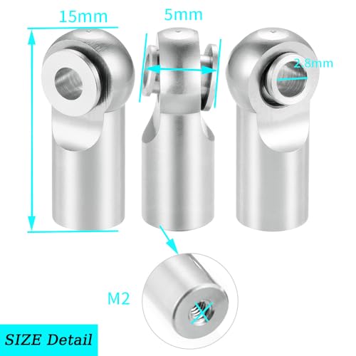 MOHERO 10Pcs M2 Tie Rod End Ball Joint Link Ball Head Holder for RC Car Truck Upgrade Part (Silver) - color: Silver