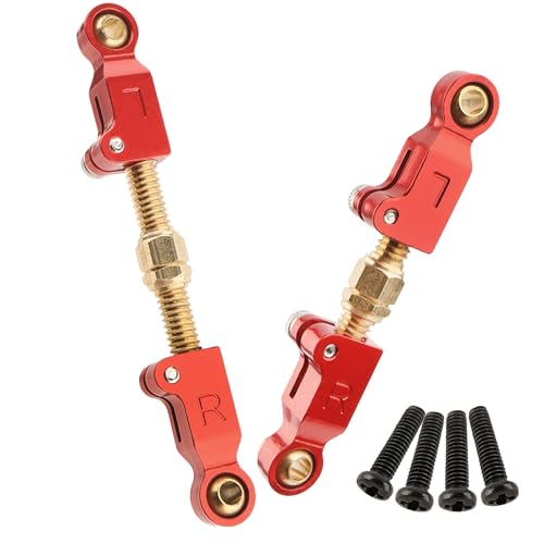 2 Pieces H14BM Upgrade Steering Linkage RC Car Accessories Adjustable Pull Rod Linkages Arm Tie Rod,Replacement Spare Parts for 1/14 Scale H14BM 14210 JC14EP HP474 HP141S Trucks (Red)