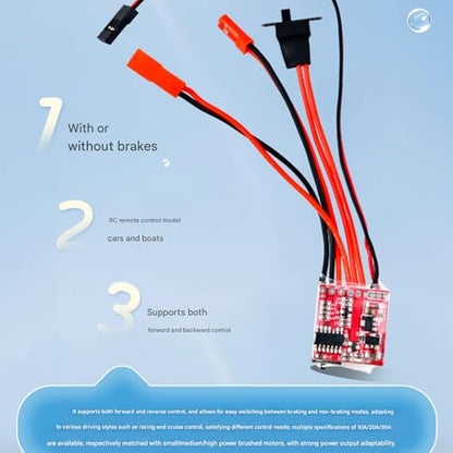10A / 20A / 30 a Bidirectional Brushed ESC with Brake/Not Brake Mode Brushed Speed Controller for Remote Car Boats Projects Regulation - color: 30a