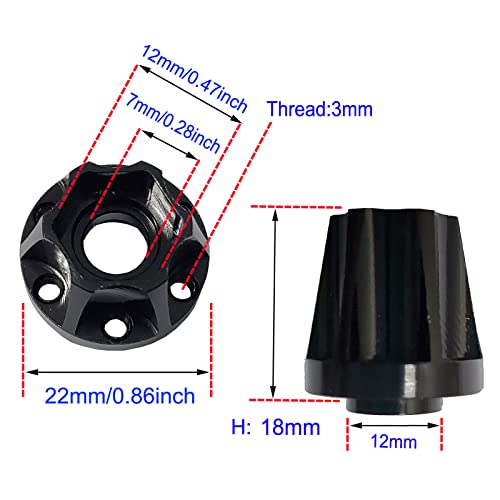 4Pcs RC Metal 12mm Hex Wheel Hub Adapters for 1/10 RC Crawler(18mm) | 1.9/2.2inch Beadlock Wheel Rim Adapter,18mm Extension Wheel Adapter,Alloy Metal,Black - size: 18mm