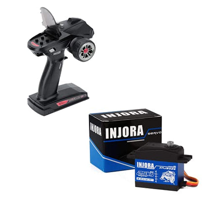 INJORA RC Transmitter 2.4GHz 6CH Controler and Receiver and 35KG Digital Servo for 1:10 RC Crawler SCX10 TRX4 D90