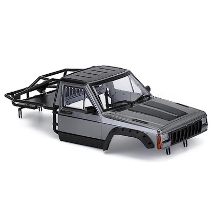 1/10 RC Hard Shell Cab & Back-Half Cage Body Shell Kit for 1/10 RC Crawler TRX4 SCX10 90046 AT4 GEN 8 Scout II,313mm Wheelbase Cherokee Upgrade and Modify (Silver Gray) - color: Silver Gray
