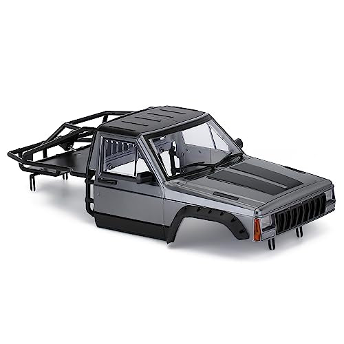 1/10 RC Hard Shell Cab & Back-Half Cage Body Shell Kit for 1/10 RC Crawler TRX4 SCX10 90046 AT4 GEN 8 Scout II,313mm Wheelbase Cherokee Upgrade and Modify (Silver Gray) - color: Silver Gray