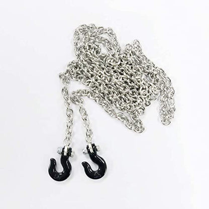 1/10 Scale Accessories Metal Tow Hook Chain Trailer Steel Tow Rope Buckle Kit U Shackles Parts Compatible with RC Crawler Car for Axial SCX10 TRX4 Tamiya (Hook Chain/Silver Kit) - color: Hook Chain/Silver Kit