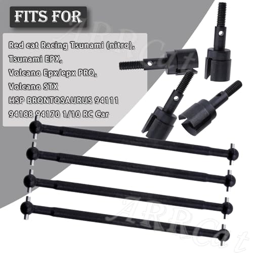 Drive Shaft Upgrades Part for Red cat Volcano Epx/PRO,ARRCat Metal 90MM Dogbones Drive Shaft 08029 & Stub Wheel Axle 02033，RC Hops Up Upgrades Parts Dogbones&Stub Wheel Axle,(90mm, 8-Pack),Black - color: Black - (90mm, 8-pack)