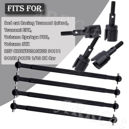 Drive Shaft Upgrades Part for Red cat Volcano Epx/PRO,ARRCat Metal 90MM Dogbones Drive Shaft 08029 & Stub Wheel Axle 02033，RC Hops Up Upgrades Parts Dogbones&Stub Wheel Axle,(90mm, 8-Pack),Black - color: Black - (90mm, 8-pack)