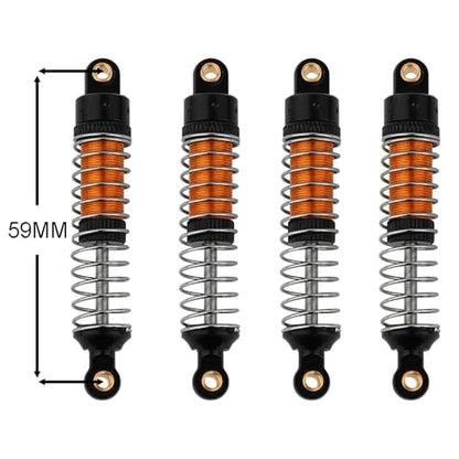 4PCS 53mm/59mm/66mm Aluminum Shocks Absorbers Oil Long Threaded Damper for 1/18 RC Crawler TRX4M TRX-4M Bronco Defender K10 Upgrade Parts (59mm Black-Gold) - color: 59mm Black-gold
