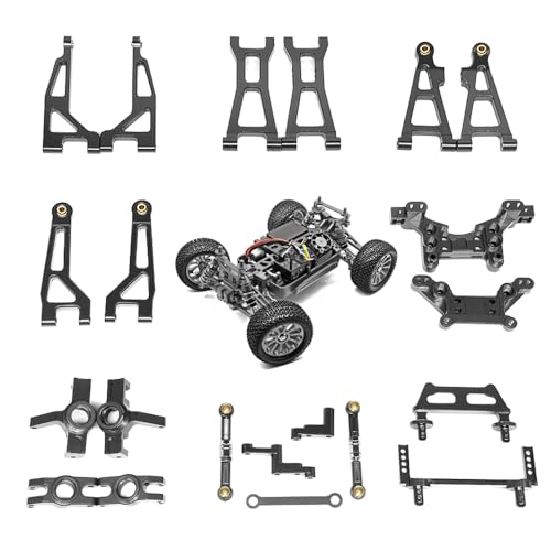 Swing Arm Shock Mount Body Pillar Steering Rod Kit, Metal Aluminum Alloy Upgrade Accessories Spare Part, for Hyper GO BEZGAR Jetwood H16BM H16GT H16DR 1/16 RC Car (10 Sets Titanium) - color: 10 Sets Titanium