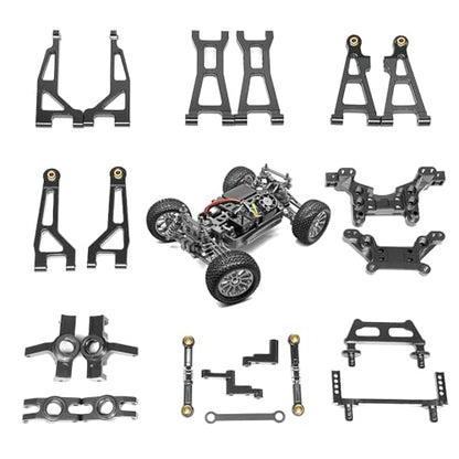 Swing Arm Shock Mount Body Pillar Steering Rod Kit, Metal Aluminum Alloy Upgrade Accessories Spare Part, for Hyper GO BEZGAR Jetwood H16BM H16GT H16DR 1/16 RC Car (10 Sets Titanium) - color: 10 Sets Titanium