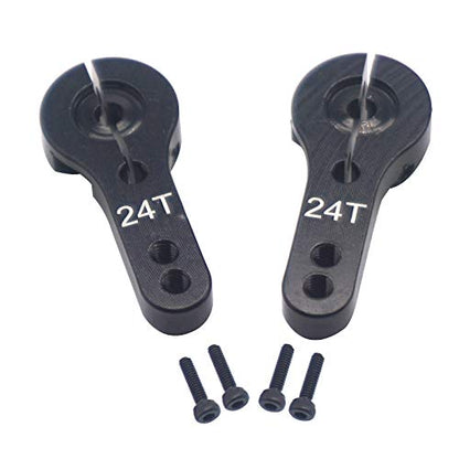 5Pack Share Goo Aluminum 24T Servo Horn M3 Threads Motors Steering Arm Compatible with Hitec Servo Motor RC Car Truck Buggy Airplane (Black) - color: Black