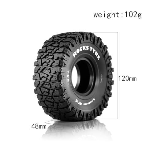 REDSPIDER 1.9'' Crawler Mud Tires for 1/10 RC Rock Crawler, Soft Sticky Rubber Off Road Tires, Compatible with SCX10 SCX10 II AX10 TRX4, High Traction for Rock Sand Mud Terrain