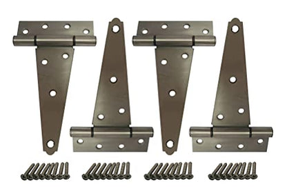 Stainless Steel Extra Heavy Tee Hinge, 6" x 2.5mm, with Stainless Screws & Hinge Pin, 4 Pack - color: Stainless Steel, size: 4pack(6")