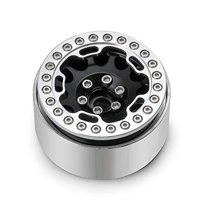 Aluminum Alloy RC Beadlock Wheel Rim Replacement Ring for 1:10 Crawler RC Car 1.9" Wheels/Rims-Pack of 4pcs (Silver) - color: Silver