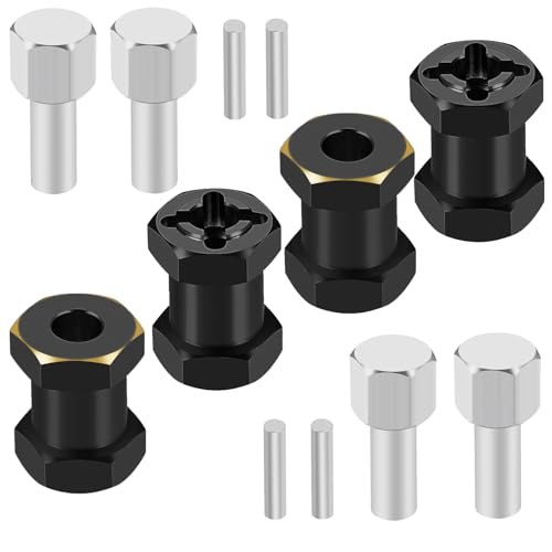 4PCS 12mm Hex Drive Hubs Combiner Coupler Counterweight Brass Extended Hex Wheel Hubs 17mm/20mm/25mm Thick Wheel Spacers Offsets Adapter for 1/10 SCX10 90046 D90 RC Crawler Car Upgrades (17mm) - color: 17mm