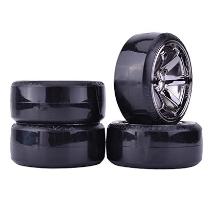 4Pcs 63mm RC Drift Car Tires Hard Tyres Plastic Wheel Rims for 1/10 RC On-Road Drifting Car for HSP Tamiya HPI Kyosho Spare Parts(Gray) - color: Gray