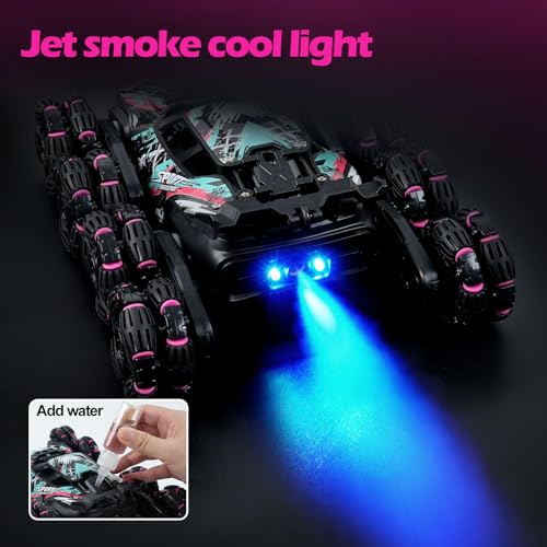 MagicKidz 8 Wheels Gesture Sensing Car for Kids Ages 5 6 7 8 9 10 11 12 - Birthday Gifts for Boys 5-7 8-12 Years Old, 2.4GHz Off-Road Remote Control Stunt Toy with Spray & LED Lights, 360-Degree Flips - color: 8 Wheels Gesture Sensing Car