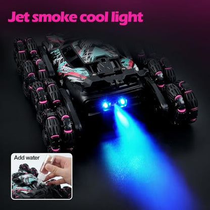 MagicKidz 8 Wheels Gesture Sensing Car for Kids Ages 5 6 7 8 9 10 11 12 - Birthday Gifts for Boys 5-7 8-12 Years Old, 2.4GHz Off-Road Remote Control Stunt Toy with Spray & LED Lights, 360-Degree Flips - color: 8 Wheels Gesture Sensing Car