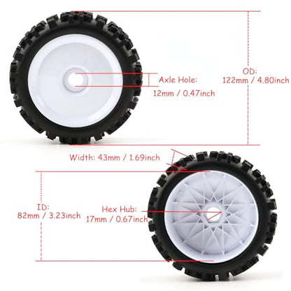 Pre-Glued 1/8 RC Buggy Truggy Tires & Wheels Set 17mm Hex RC Wheels Tires-All-Terrain Deep Tread, Fits Arrma Typhon 3S, Losi TLR 8Ight X/E 2.0 XT/XTE, Traxxas, Team Associated, Redcat, HPI - color: white solid-dish rc wheels