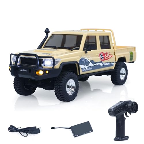 TOUCAN RC HOBBY 1/18 UCX1801PRO Radio Control Crawler RC Off Road Car Pickup Metal Gears ABS Shell Light System Battery RTR No Sounds for Ages 14+ - color: Yellow