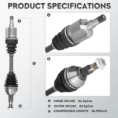NEW Front Right CV Axle Shaft Assembly fits for Chevrolet Impala & Venture 1997-2011 (NOT fit 06-09 Impala 5.3L SS model), for Buick Allure, Century, Regal 1997-2009, for Pontiac Grand Prix 97-08